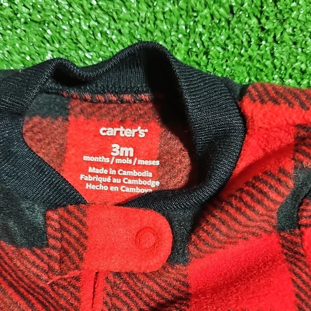 Carter's Red and Black Checkered Footie